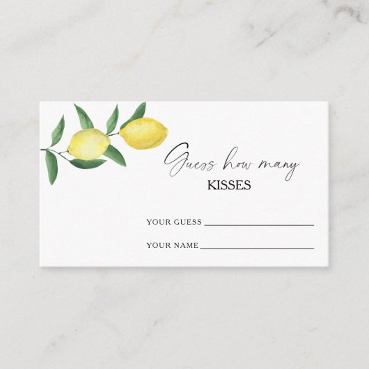 Lemon citrus - raten Sie, wie viele Küsse Bridgame Begleitkarte (Vorderseite)