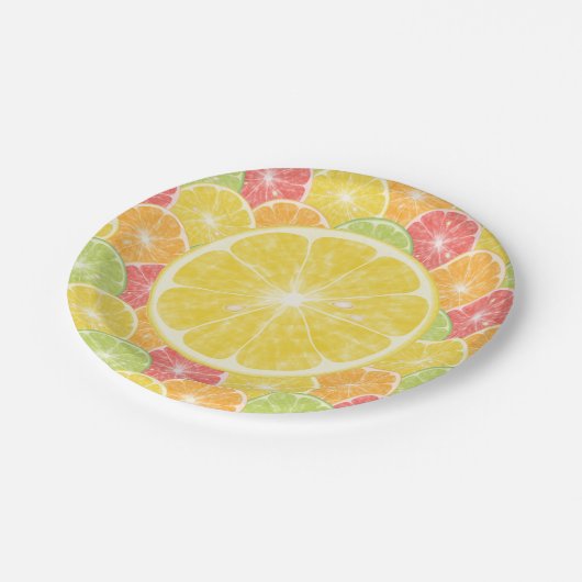 Lemon Citrus Slices Pappteller (Schrägansicht)