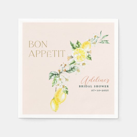 Lemon Citrus Soft Blush Main Squeeze Brautparty Serviette (Vorderseite)