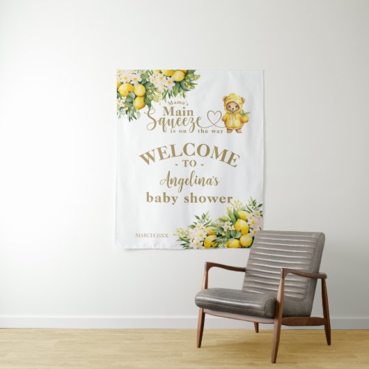 Lemon Citrus Sommer Begrüßung Baby Dusche Wandteppich (Beispiel)