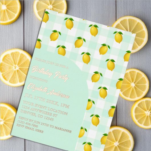 Lemon Citrus Sommer Geburtstag Folieneinladung