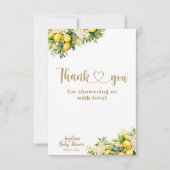 Lemon Citrus Sommer geschlechtsneutral Baby Dusche Dankeskarte (Vorderseite)