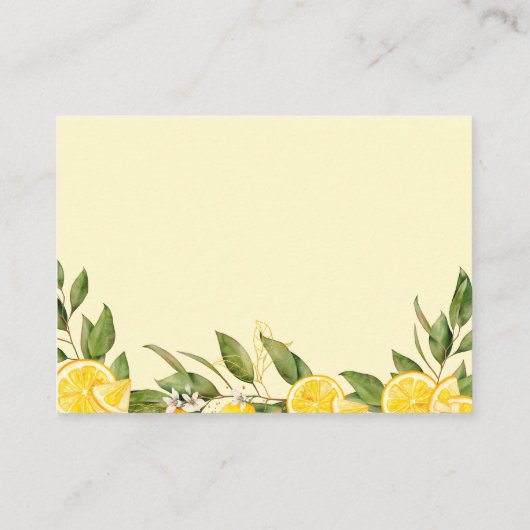 Lemon Citrus Sommer Wünschen Baby Dusche Begleitkarte (Rückseite)