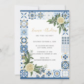 Lemon Citrus Spanish Tile Pattern Wedding Einladung (Vorderseite)