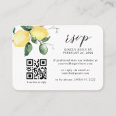 Lemon Citrus Summer Fruits QR Code Wedding RSVP Begleitkarte (Vorderseite)
