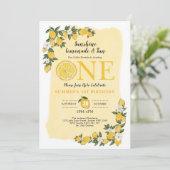 Lemon Citrus Summer Lemonade 1. Geburtstag Party Einladung (Stehend Vorderseite)