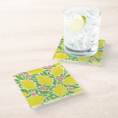 Lemon Citrus Summer Vintag Pattern Glasuntersetzer (Schrägansicht)