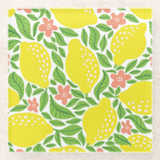 Lemon Citrus Summer Vintag Pattern Glasuntersetzer