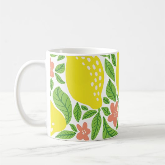 Lemon Citrus Summer Vintag Pattern Kaffeetasse (Links)