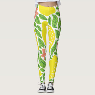 Lemon Citrus Summer Vintag Pattern Leggings
