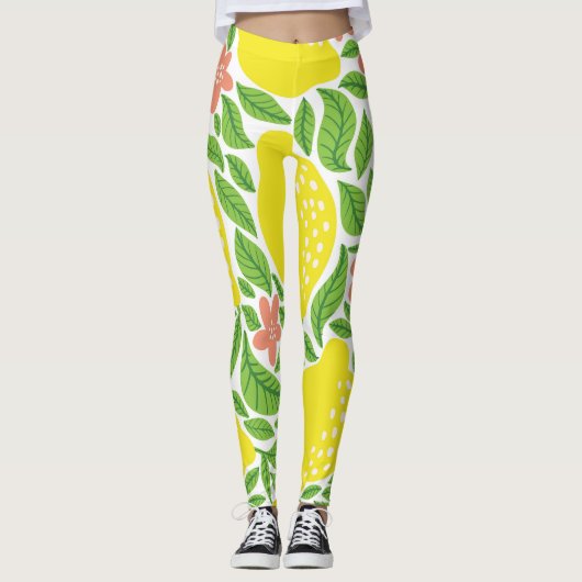 Lemon Citrus Summer Vintag Pattern Leggings (Vorderseite)