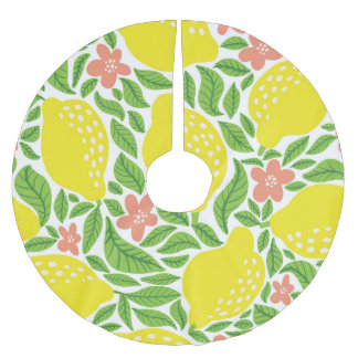 Lemon Citrus Summer Vintag Pattern Polyester Weihnachtsbaumdecke