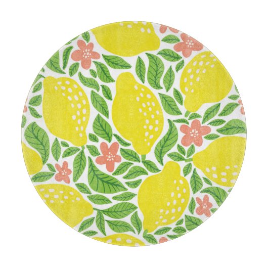 Lemon Citrus Summer Vintag Pattern Schneidebrett (Vorderseite)