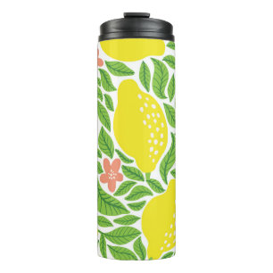 Lemon Citrus Summer Vintag Pattern Thermosbecher