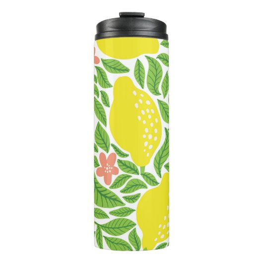 Lemon Citrus Summer Vintag Pattern Thermosbecher (Vorderseite)