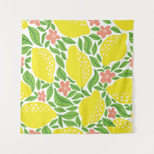 Lemon Citrus Summer Vintag Pattern Wandteppich (Vorderseite)