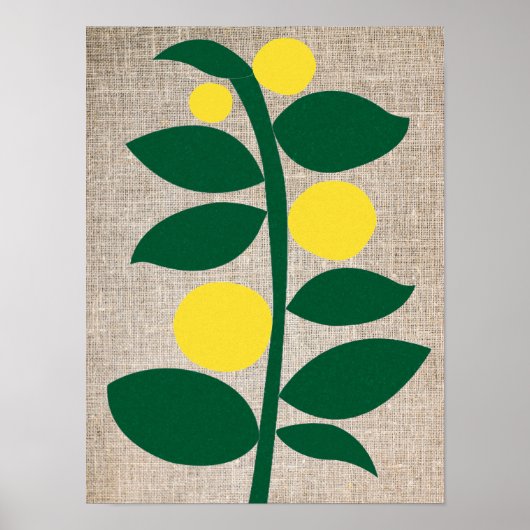 Lemon Citrus Tree II Branch Yellow Green Abstrakt Poster (Vorne)