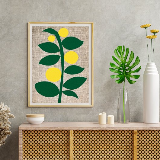 Lemon Citrus Tree II Branch Yellow Green Abstrakt Poster