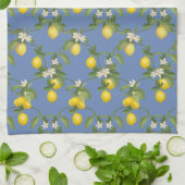 Lemon Citrus Trellis French Country Farmhouse Blue Geschirrtuch (Gefaltet)