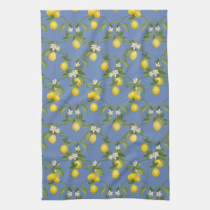 Lemon Citrus Trellis French Country Farmhouse Blue Geschirrtuch