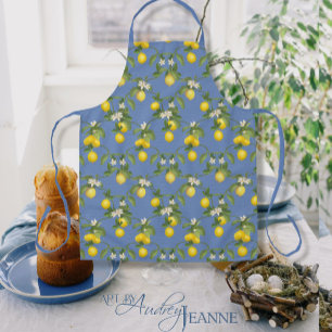 Lemon Citrus Trellis French Country Farmhouse Blue Schürze