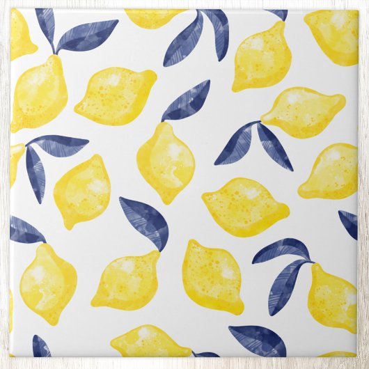 Lemon Citrus Wasserfarbe Mittelmeer Fliese