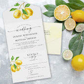 Lemon Citrus Watercolor All In One Einladung