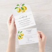 Lemon Citrus Watercolor All In One Einladung (Abreißen)