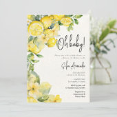 Lemon Citrus Watercolor Babydusche Einladung (Stehend Vorderseite)