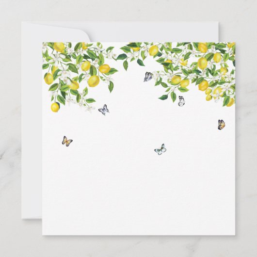 Lemon Citrus Watercolor Babydusche Einladung (Rückseite)