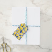 Lemon Citrus Watercolor Blue Mediterranean Tile Geschenkanhänger (Mit Garn)