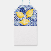 Lemon Citrus Watercolor Blue Mediterranean Tile Geschenkanhänger (Rückseite)