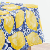 Lemon Citrus Watercolor Blue Mediterranean Tile Tischdecke
