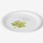 Lemon Citrus Watercolor Brautparty Pappteller (Schrägansicht)