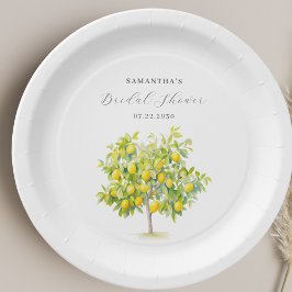 Lemon Citrus Watercolor Brautparty Pappteller