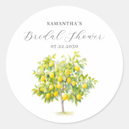 Lemon Citrus Watercolor Brautparty Runder Aufkleber