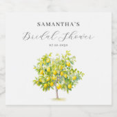 Lemon Citrus Watercolor Brautparty Schaumweinetikett (Einzelnes Label)