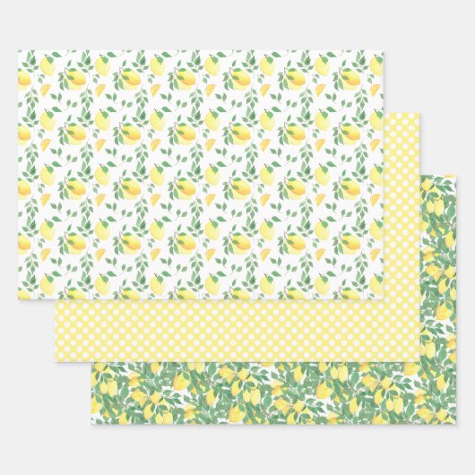 Lemon Citrus Watercolor Geschenkpapier Set (Set)