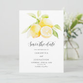 Lemon Citrus Watercolor Hochzeit speichern das Dat Save The Date (Stehend Vorderseite)