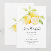 Lemon Citrus Watercolor Hochzeit speichern das Dat Save The Date (Vorne/Hinten)