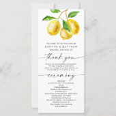 Lemon Citrus Watercolor Hochzeitsprogramm (Vorderseite)