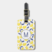 Lemon Citrus Watercolor Monogram Personalisiert Gepäckanhänger (Vorderseite vertikal)