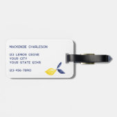 Lemon Citrus Watercolor Monogram Personalisiert Gepäckanhänger (Rückseite horizontal)