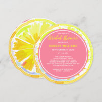 Lemon Citrus Watercolor Pink Brautparty Einladen