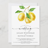 Lemon Citrus Watercolor QR Code Hochzeit Einladung (Vorderseite)