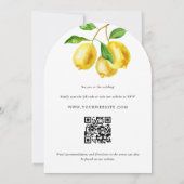 Lemon Citrus Watercolor QR Code Hochzeit Einladung (Rückseite)