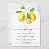Lemon Citrus Watercolor QR Code Hochzeit Einladung (Vorderseite)