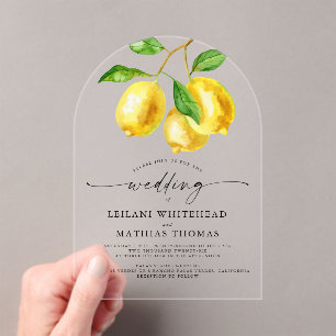 Lemon Citrus Watercolor Wedding Acryleinladungen