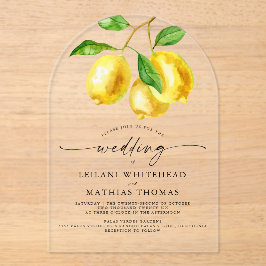 Lemon Citrus Watercolor Wedding Acryleinladungen