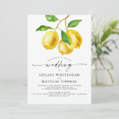 Lemon Citrus Watercolor Wedding Einladung (Stehend Vorderseite)